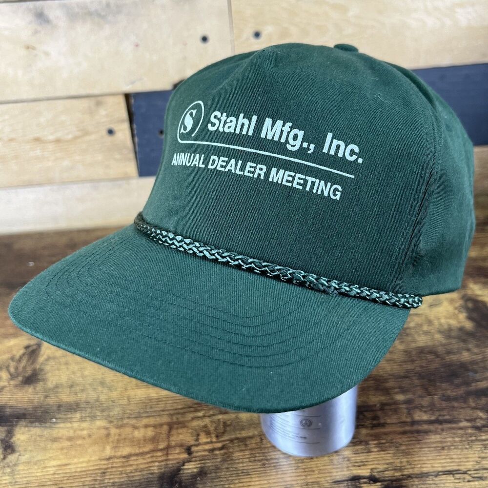 Vintage Stahl Mfg. Inc. Rope Green Snapback Trucker Hat Baseball Cap